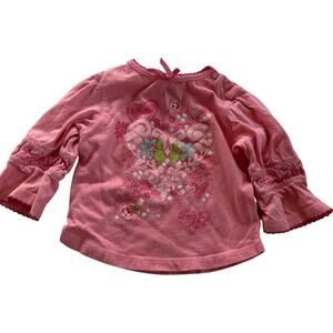Flapdoodles Pink Heart Long Sleeve Top - 18 Months